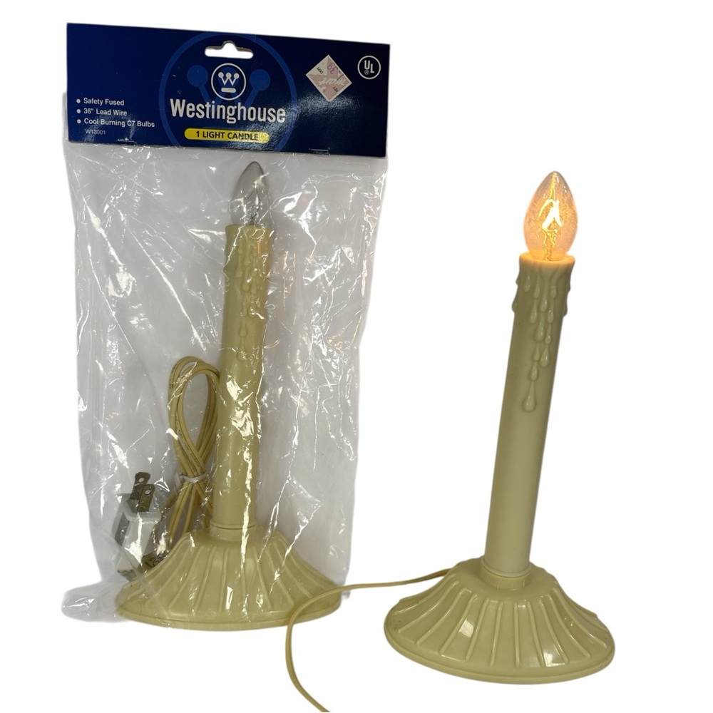 2 Vintage 8" Westinghouse Christmas 1 Light Candle Candlestick  1 Works 1 New